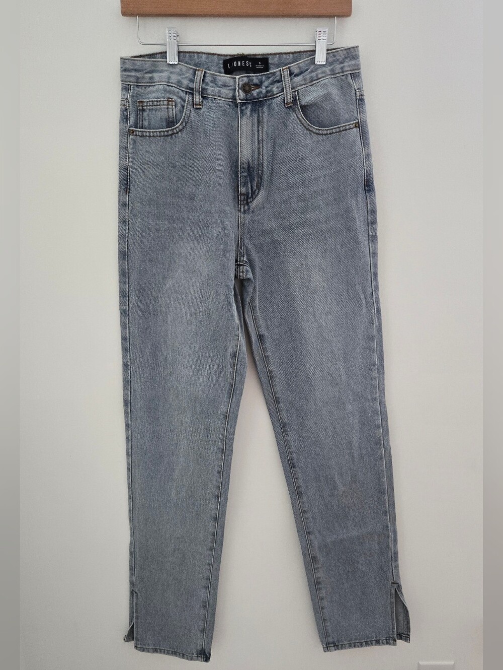 Lioness Tall High Waist Straight Leg Split Hem Jeans Gray Size S